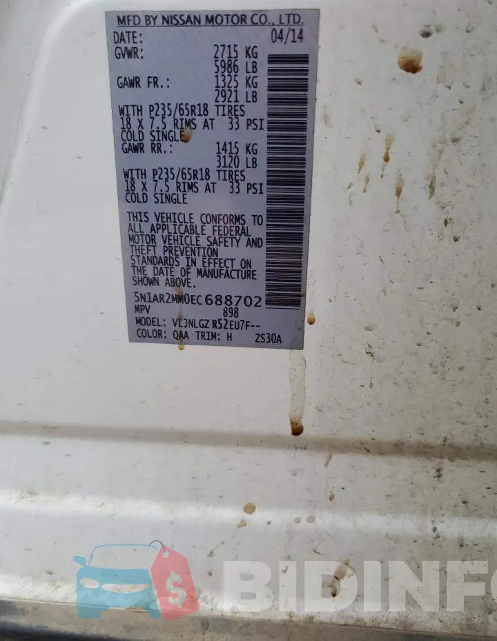 5N1AR2MM0EC688702 Photo# 13