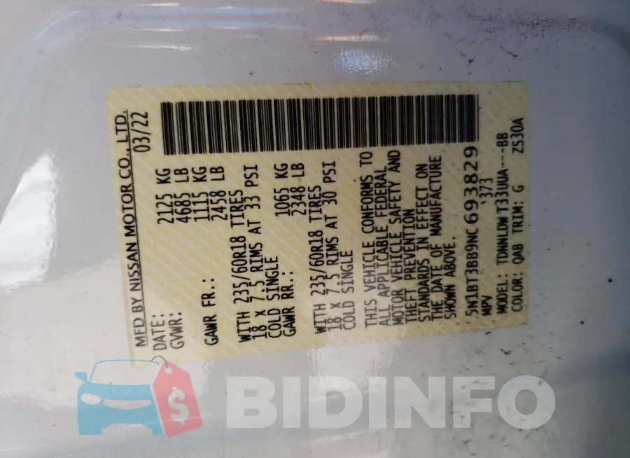 5N1BT3BB9NC693829 Photo# 14