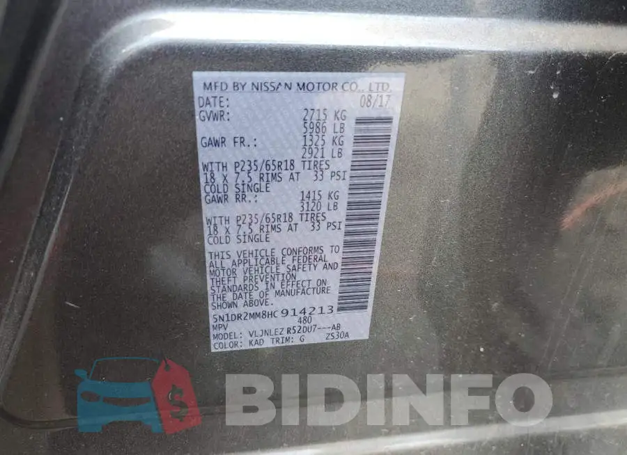 5N1DR2MM8HC914213 Photo# 13