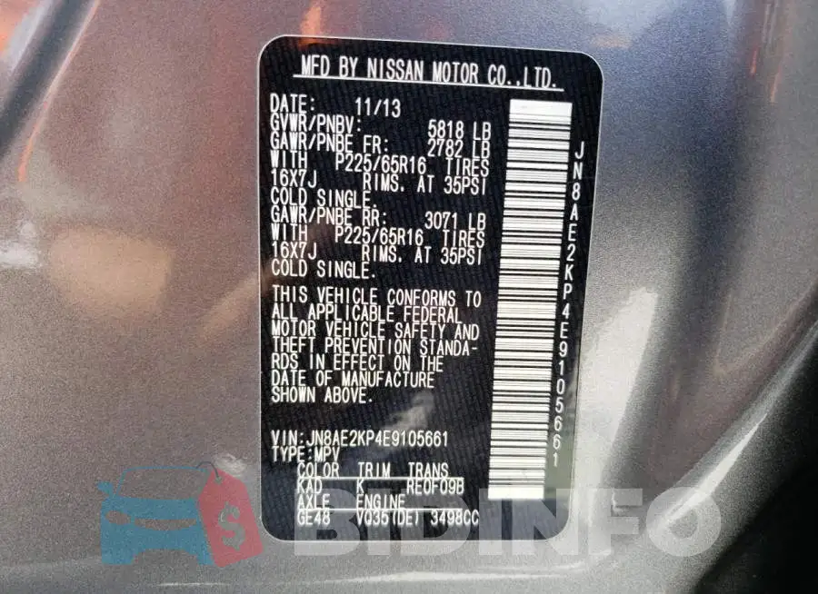 JN8AE2KP4E9105661 Photo# 14