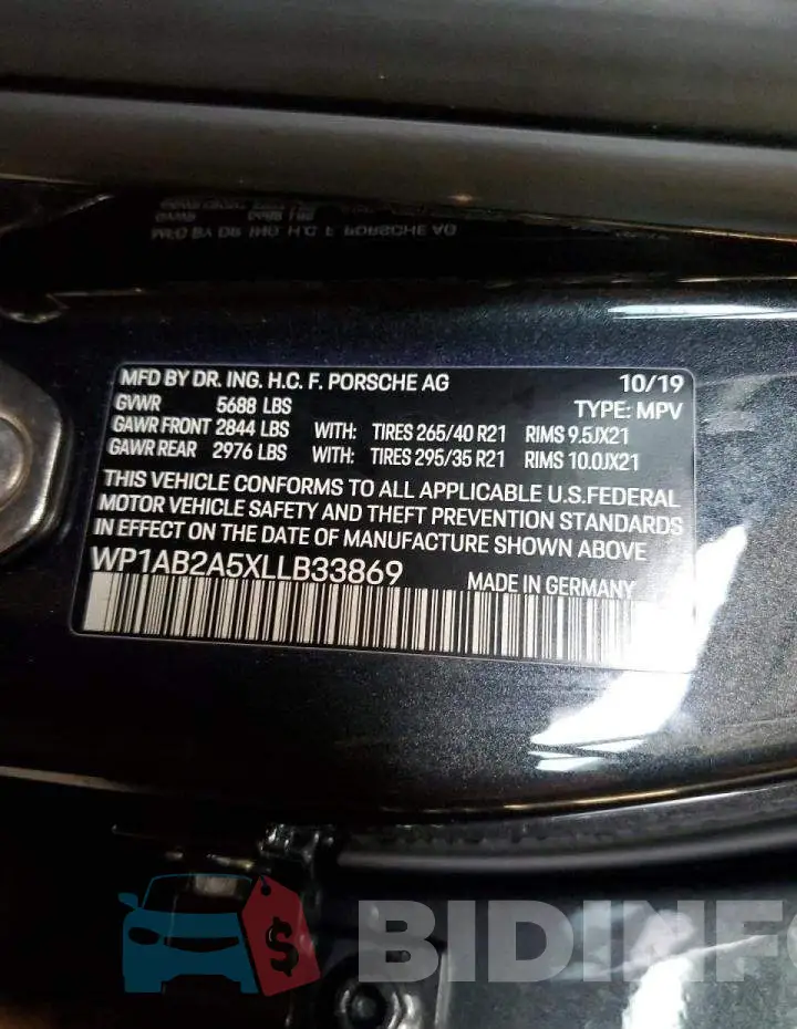WP1AB2A5XLLB33869 Photo# 12