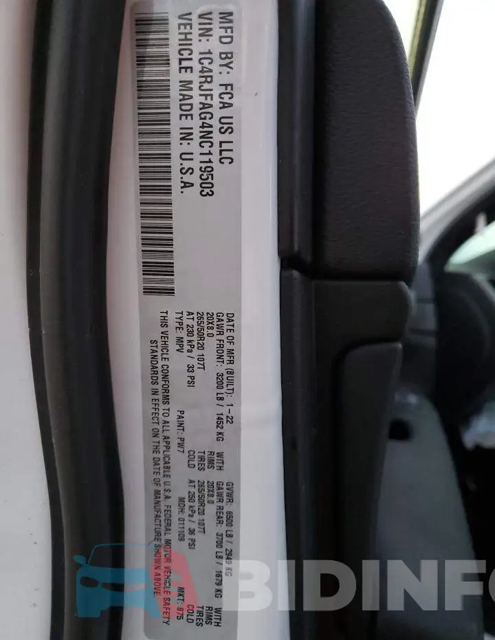 1C4RJFAG4NC119503 Photo# 13