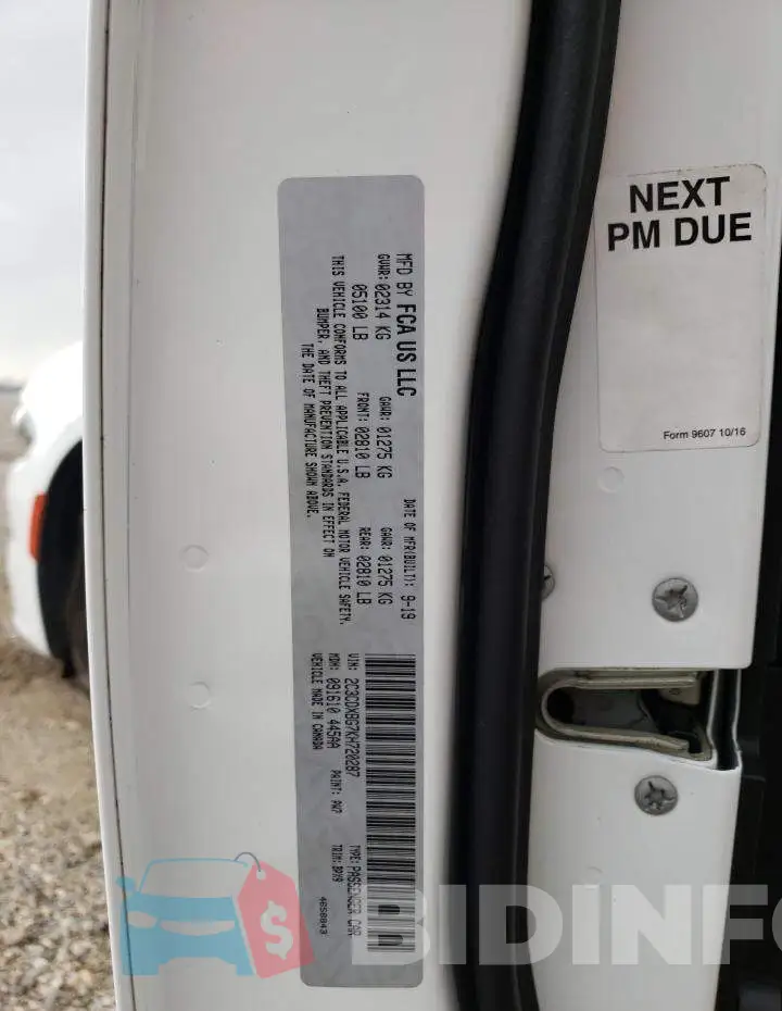 2C3CDXBG7KH720287 Photo# 12