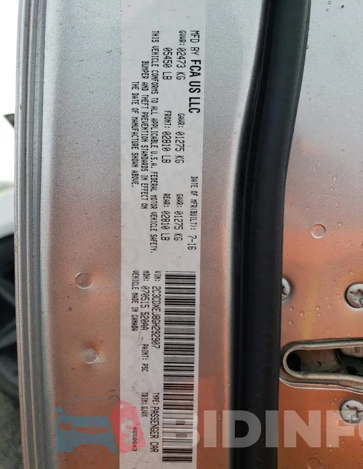 2C3CDXEJ8GH292907 Photo# 12