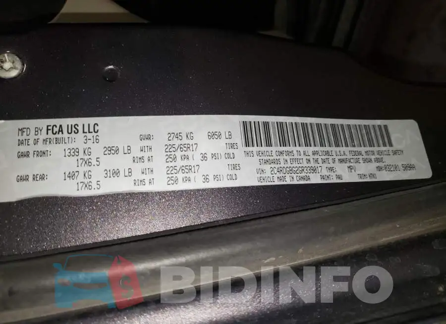 2C4RDGBG2GR339017 Photo# 14