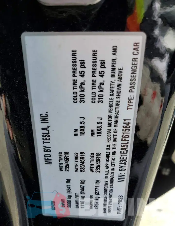 5YJ3E1EA5LF615641 Photo# 12