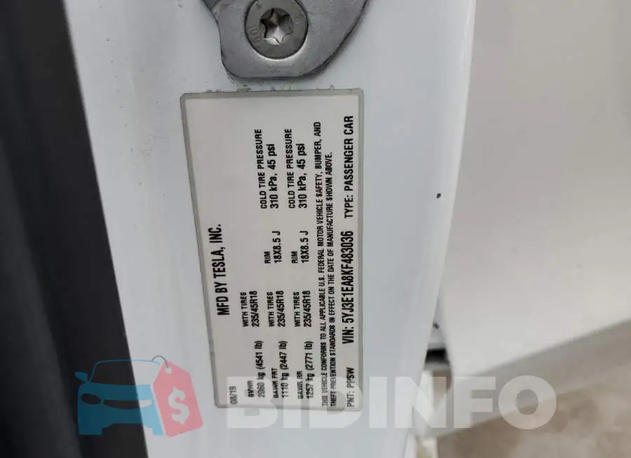 5YJ3E1EA8KF483036 Photo# 12