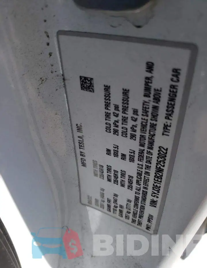 5YJ3E1EB2NF253022 Photo# 13