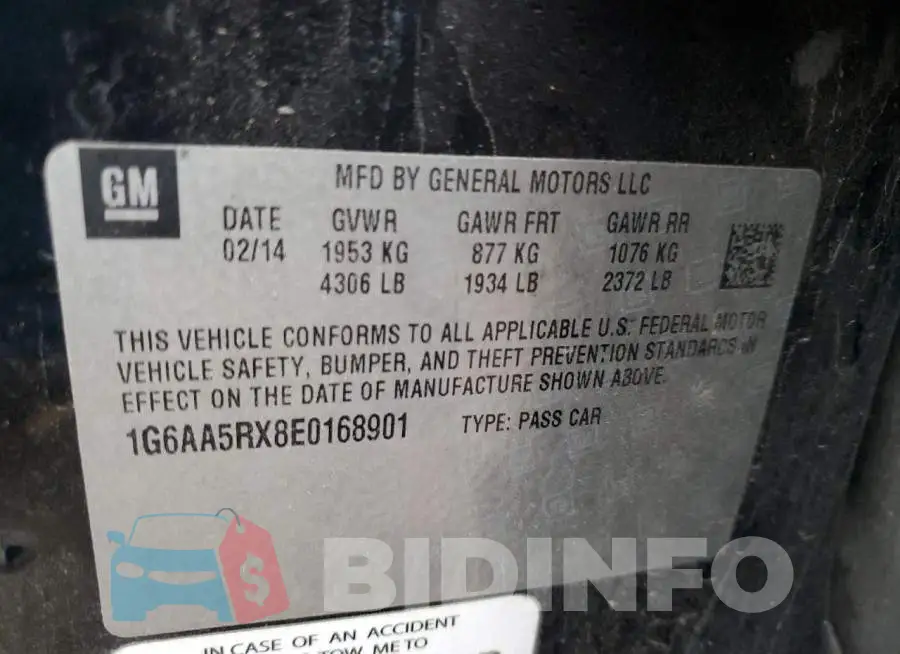 1G6AA5RX8E0168901 Photo# 13