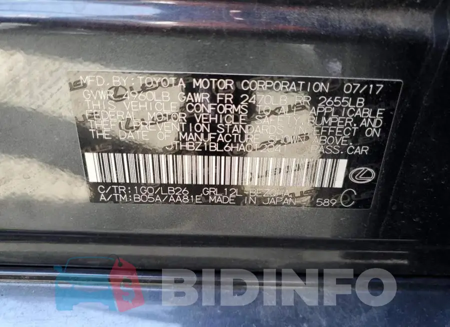 JTHBZ1BL6HA012041 Photo# 12