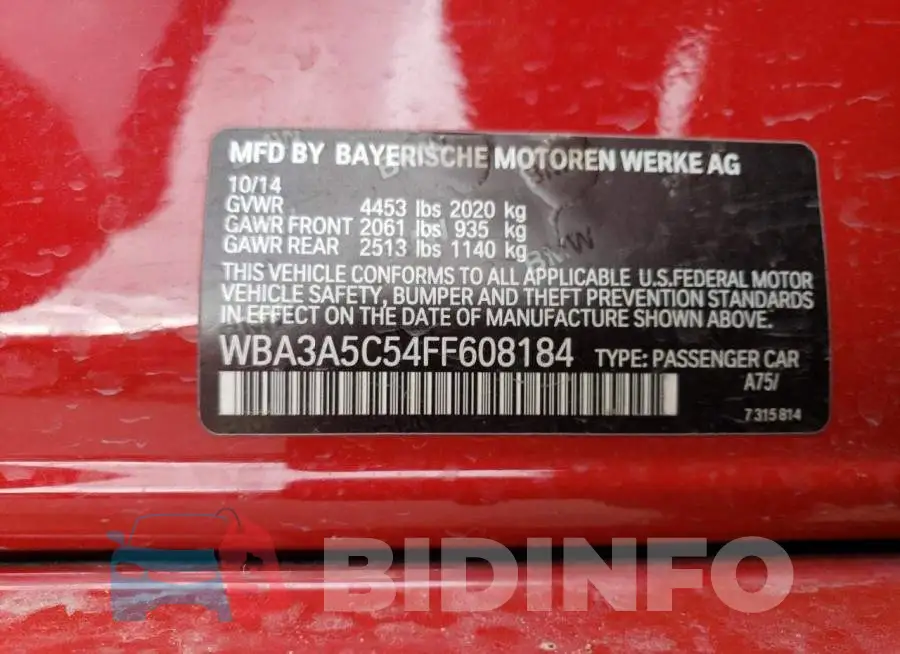 WBA3A5C54FF608184 Photo# 12