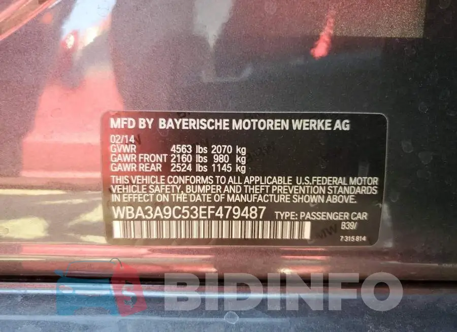WBA3A9C53EF479487 Photo# 12