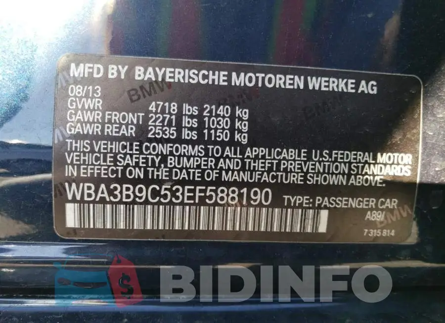 WBA3B9C53EF588190 Photo# 12