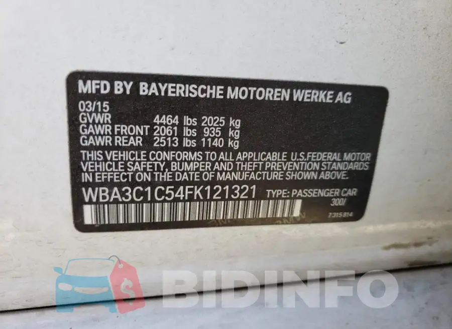 WBA3C1C54FK121321 Photo# 13