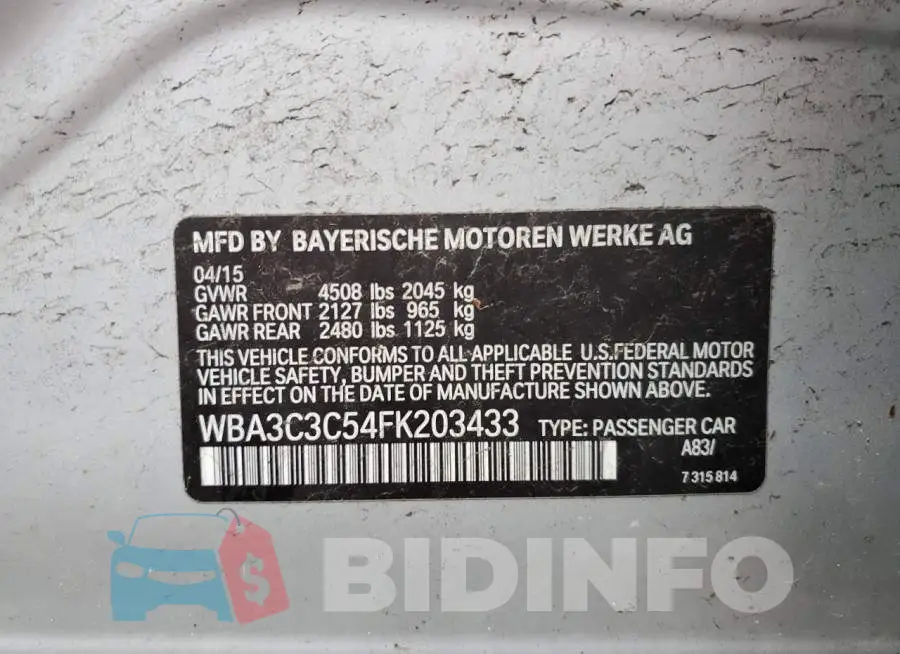 WBA3C3C54FK203433 Photo# 12