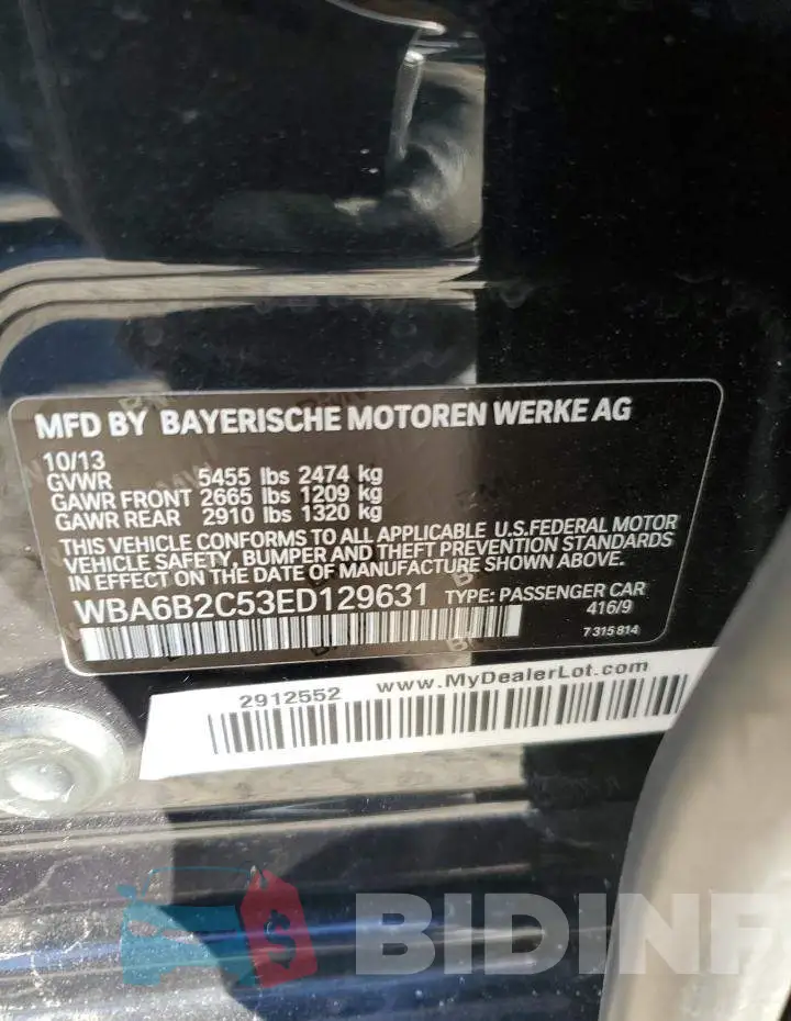 WBA6B2C53ED129631 Photo# 12