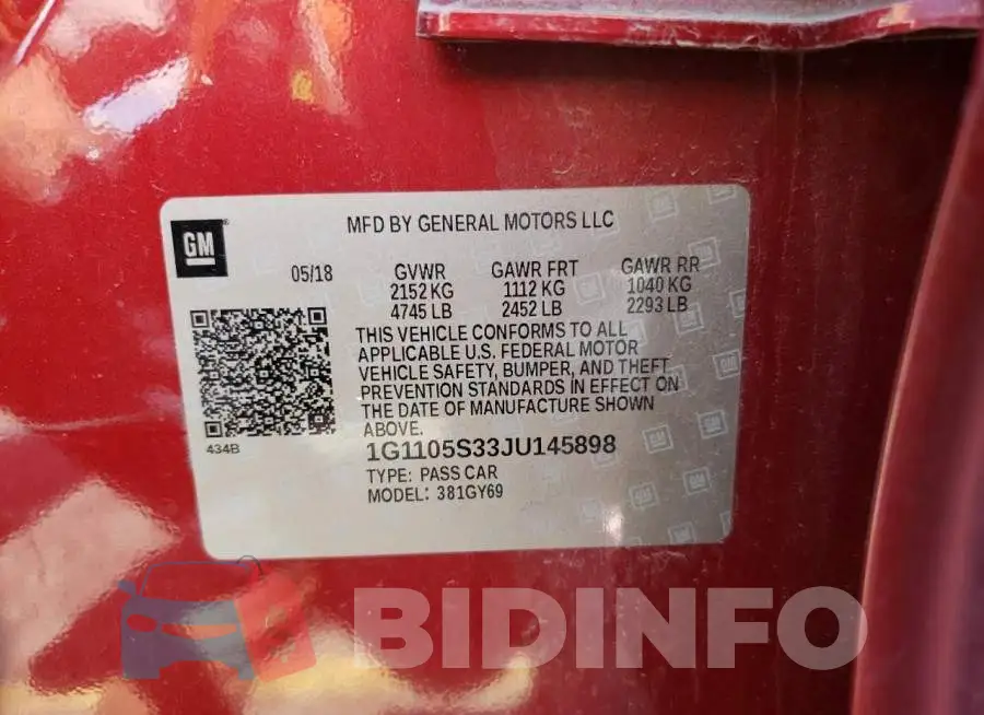 1G1105S33JU145898 Photo# 12