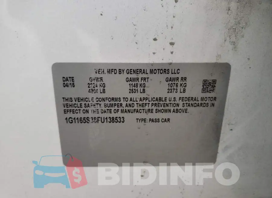 1G1165S38FU138533 Photo# 12