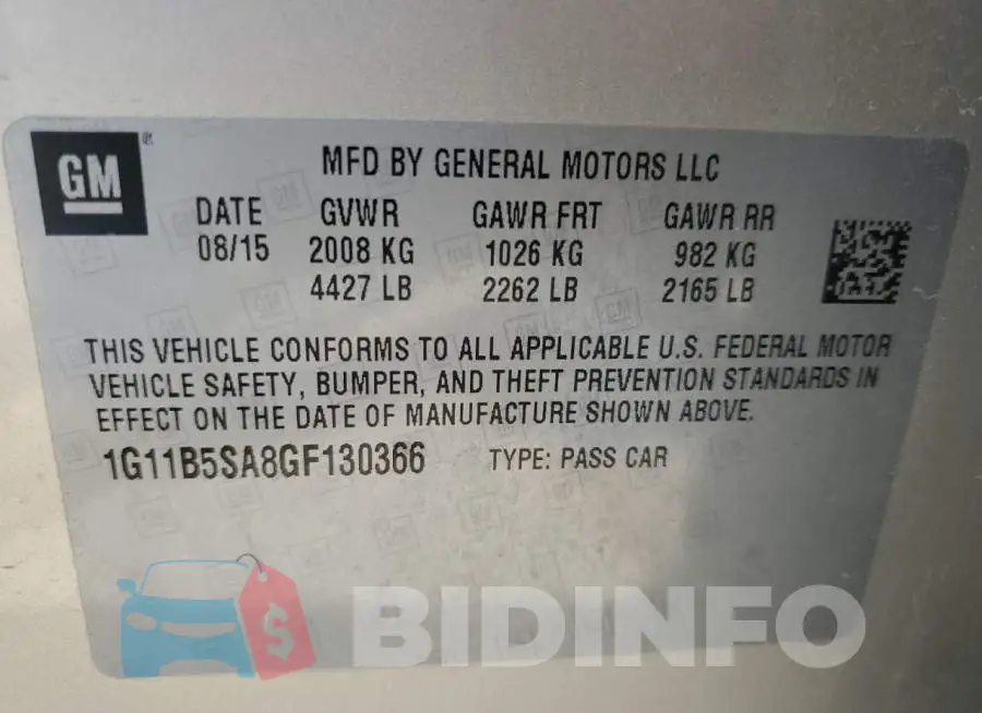 1G11B5SA8GF130366 Photo# 12