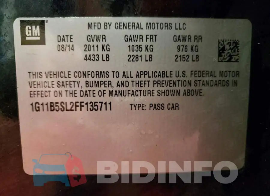 1G11B5SL2FF135711 Photo# 12