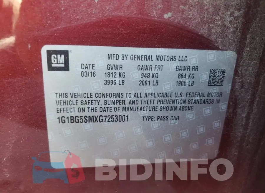 1G1BG5SMXG7253001 Photo# 13
