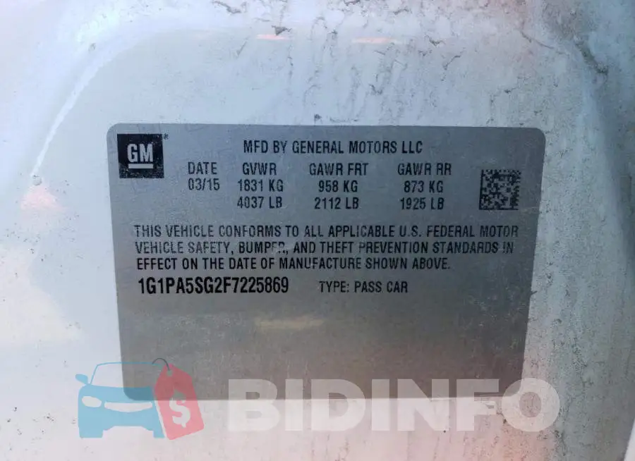 1G1PA5SG2F7225869 Photo# 13