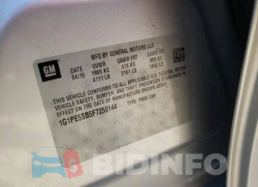 1G1PE5SB5F7250144 Photo# 12
