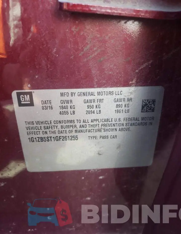 1G1ZB5ST1GF261255 Photo# 12