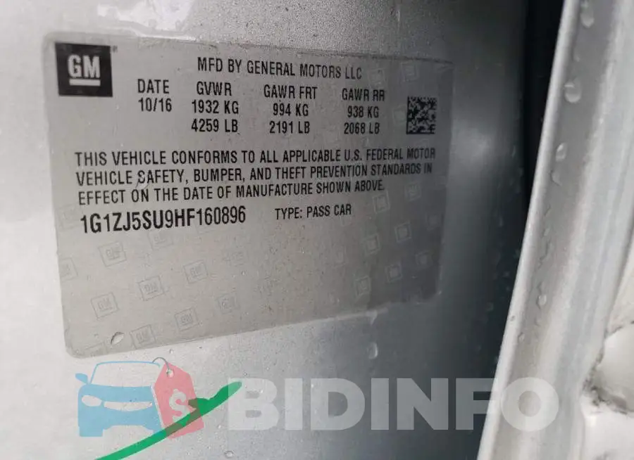 1G1ZJ5SU9HF160896 Photo# 12