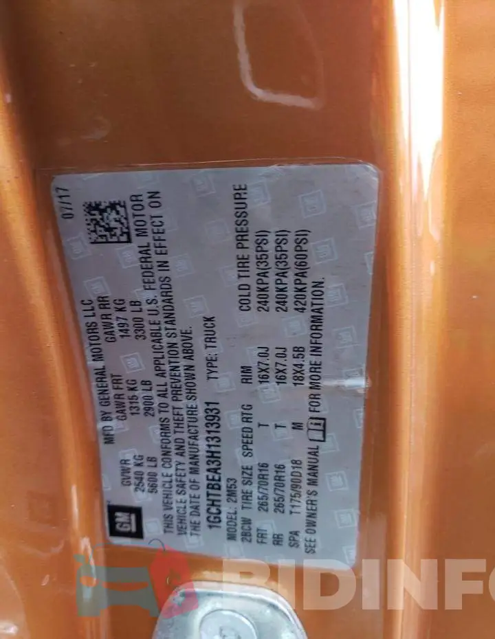 1GCHTBEA3H1313931 Photo# 12