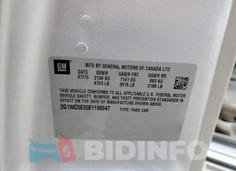 2G1WC5E30E1106647 Photo# 12
