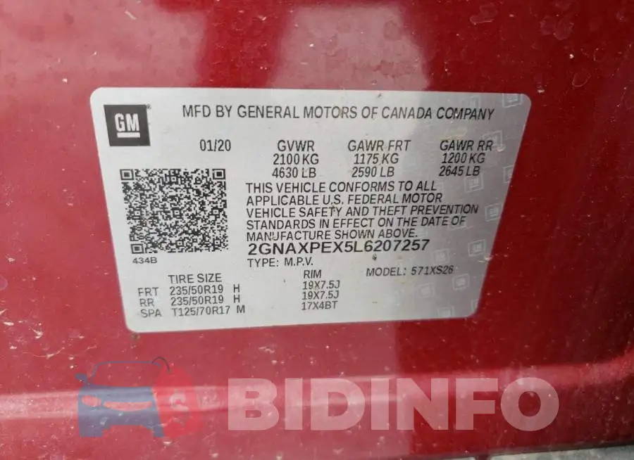2GNAXPEX5L6207257 Photo# 10