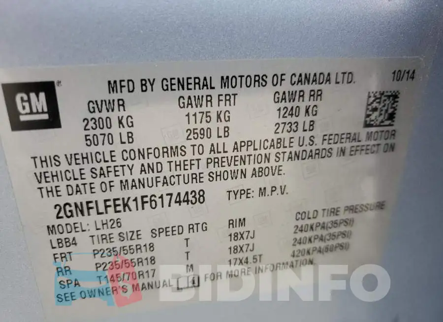 2GNFLFEK1F6174438 Photo# 13