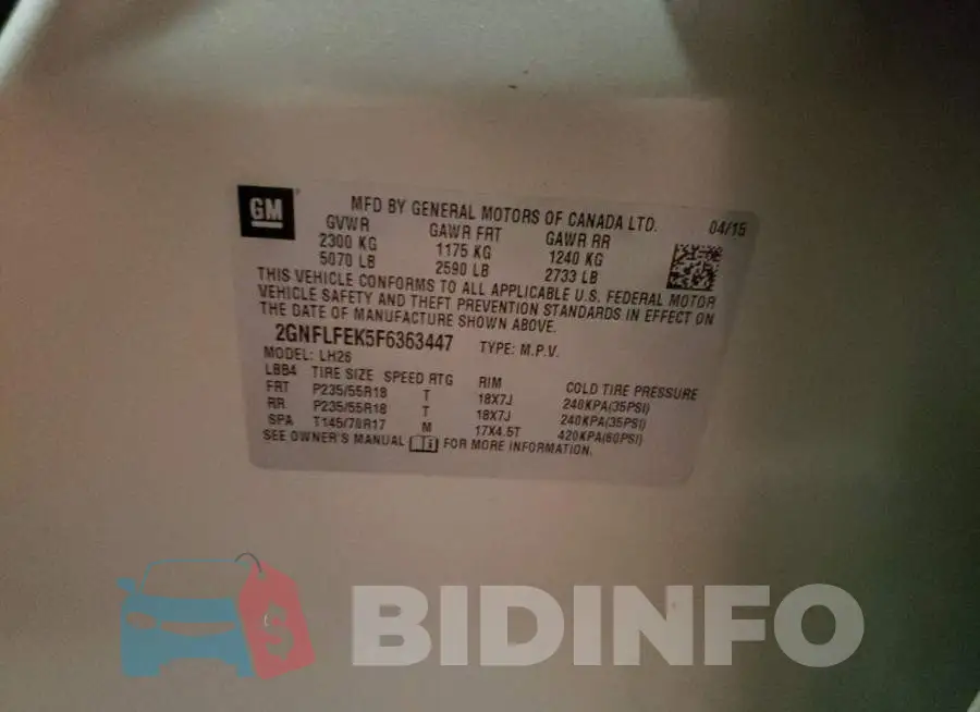 2GNFLFEK5F6363447 Photo# 13