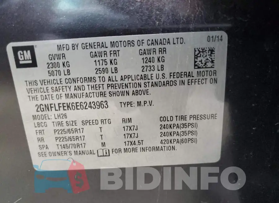 2GNFLFEK6E6243963 Photo# 13