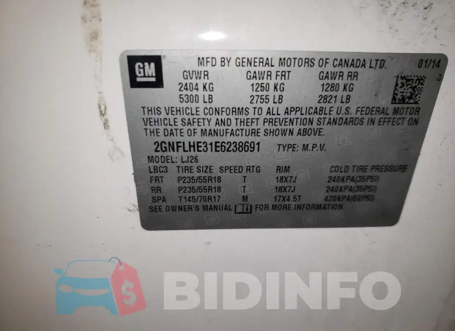 2GNFLHE31E6238691 Photo# 12