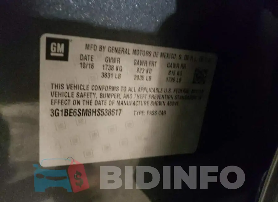 3G1BE6SM8HS538617 Photo# 12