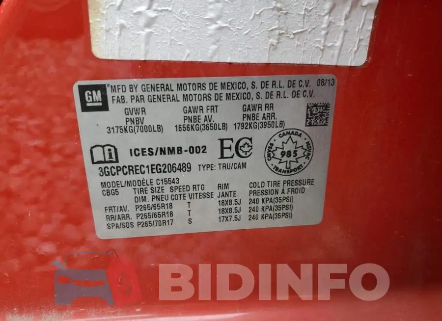 3GCPCREC1EG206489 Photo# 12