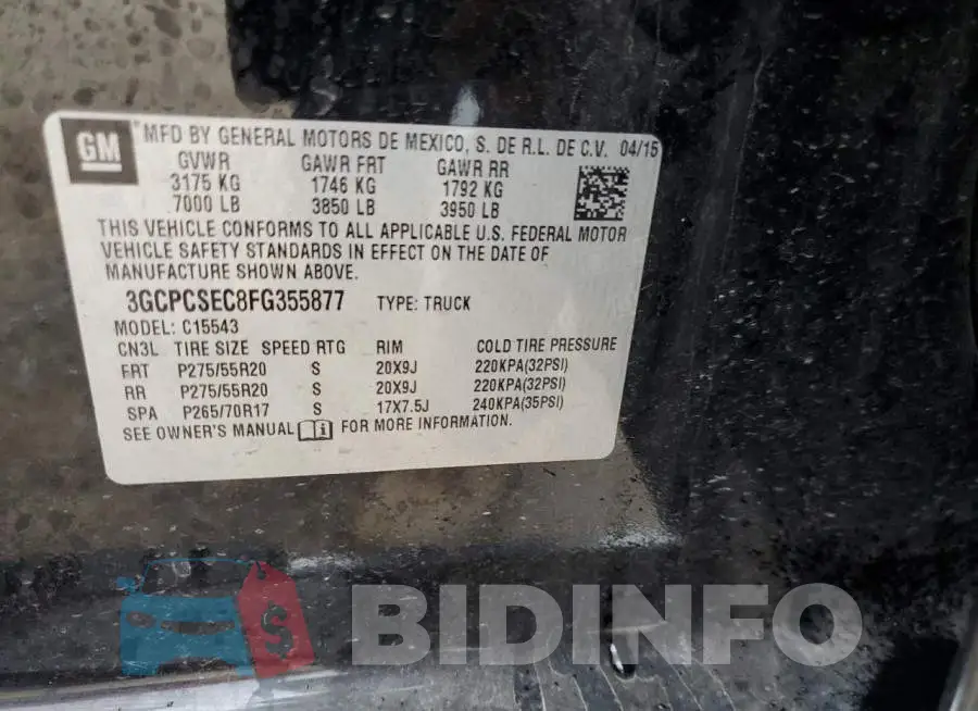 3GCPCSEC8FG355877 Photo# 12
