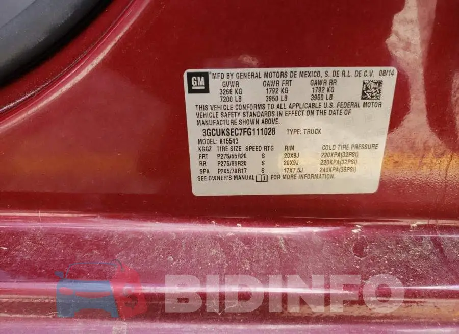 3GCUKSEC7FG111028 Photo# 13
