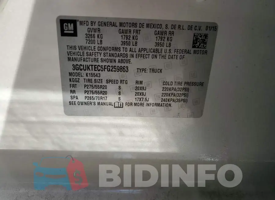 3GCUKTEC5FG259863 Photo# 12