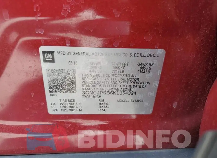 3GNCJPSB6KL154324 Photo# 13