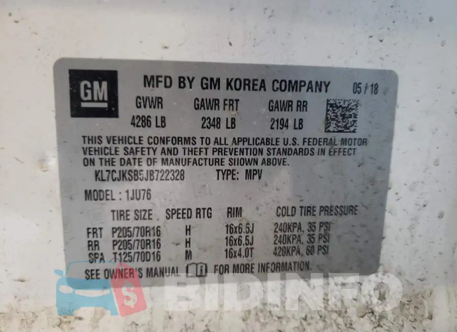 KL7CJKSB5JB722328 Photo# 12