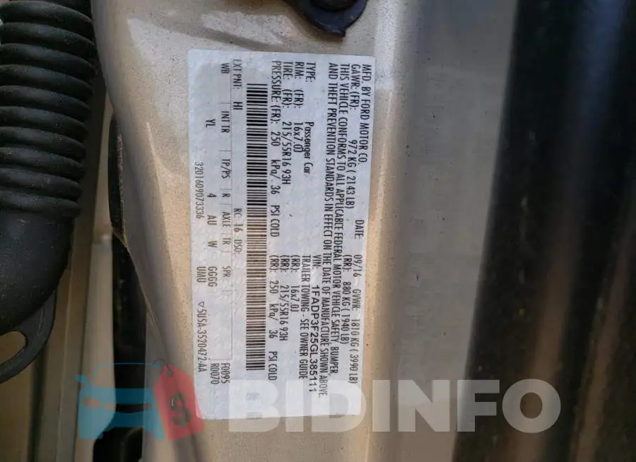 1FADP3F25GL385111 Photo# 12