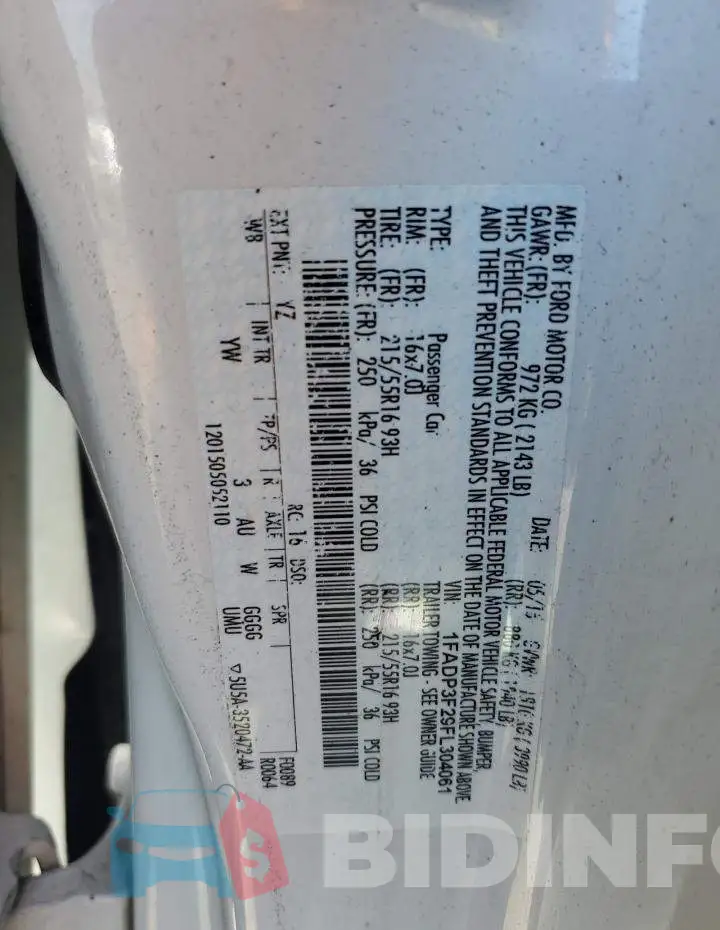 1FADP3F29FL304061 Photo# 12