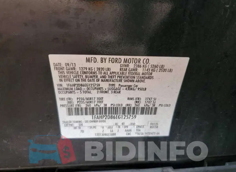 1FAHP2D86EG125759 Photo# 12