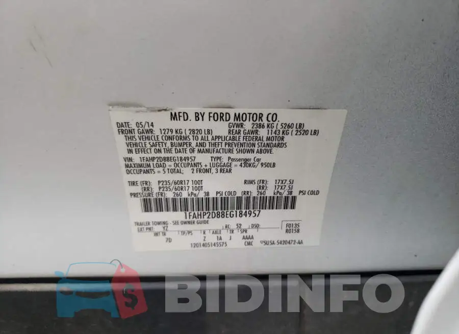 1FAHP2D88EG184957 Photo# 12