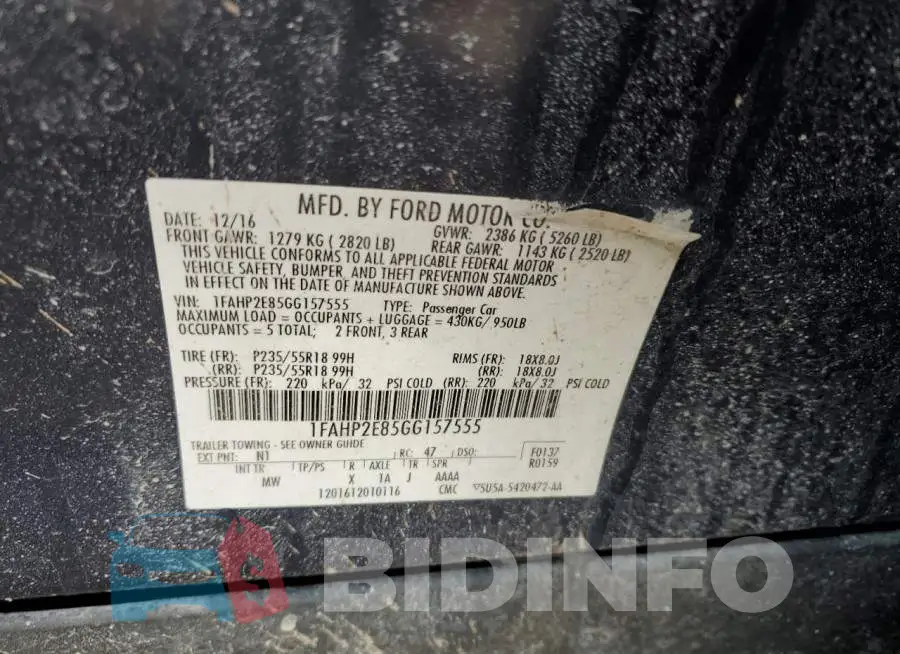 1FAHP2E85GG157555 Photo# 12