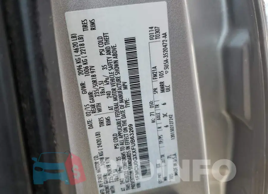 1FMCU0GXXFUB63269 Photo# 12
