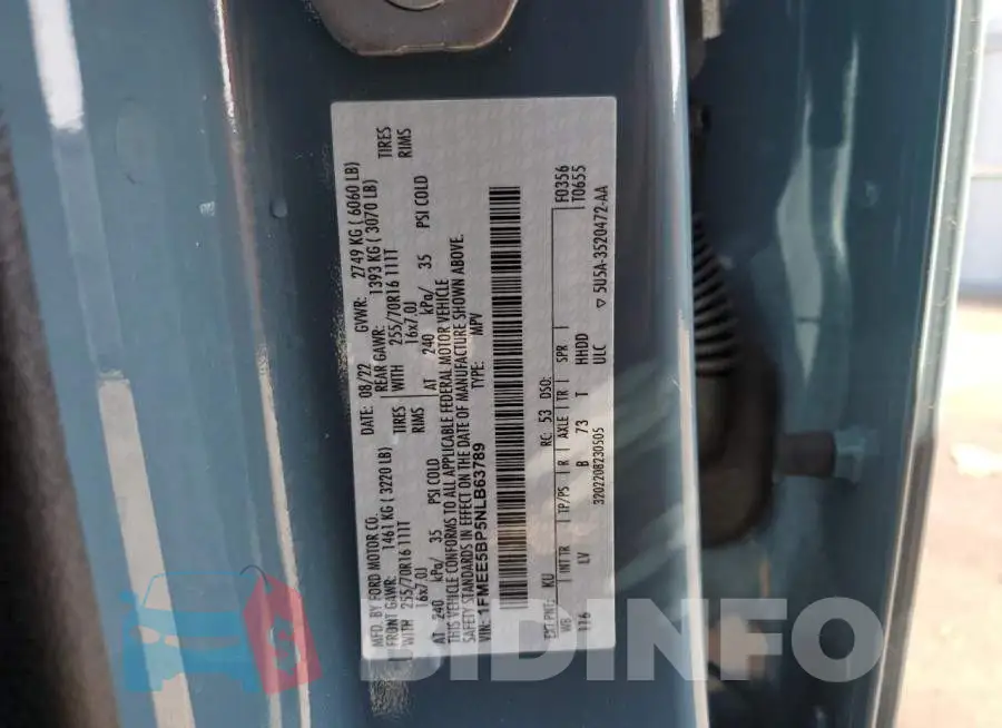 1FMEE5BP5NLB63789 Photo# 14